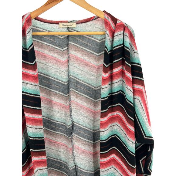 Daily Special Open Front Multicolor 3/4 Sleeve Cardigan Career Casual Size L‎ - Picture 8 of 9